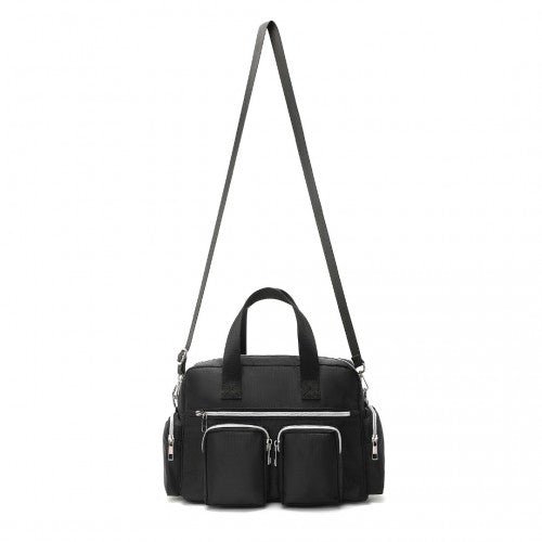 EB2351 - Kono Sleek Multi - Pocket Water - Resistant Crossbody Tote Bag - Black - Easy Luggage