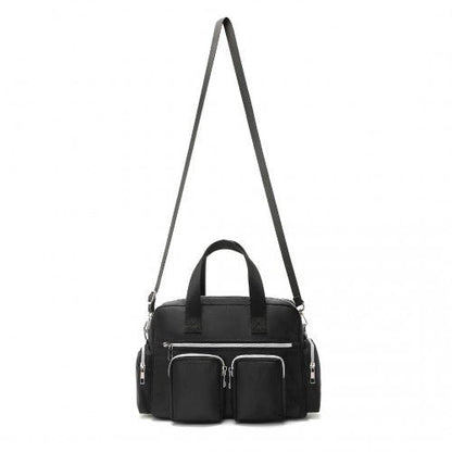 EB2351 - Kono Sleek Multi - Pocket Water - Resistant Crossbody Tote Bag - Black - Easy Luggage