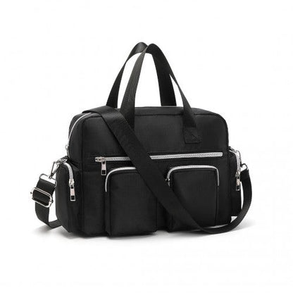EB2351 - Kono Sleek Multi - Pocket Water - Resistant Crossbody Tote Bag - Black - Easy Luggage