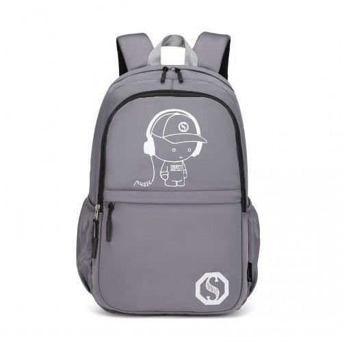 EB2363 - Kono Lightweight & Glow - in - the - Dark 3 - Piece Laptop Backpack Set with Crossbody Bag and Pencil Case - Grey - Easy Luggage
