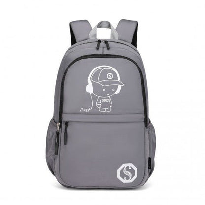 EB2363 - Kono Lightweight & Glow - in - the - Dark 3 - Piece Laptop Backpack Set with Crossbody Bag and Pencil Case - Grey - Easy Luggage