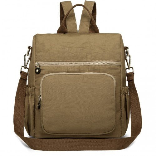 EH2107 - Kono Multi Way Anti - theft Waterproof Backpack Shoulder Bag - Khaki - Easy Luggage