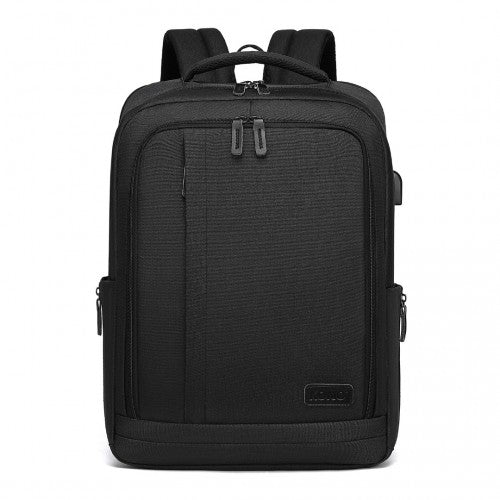 EM2111 - Kono Multi - Compartment Backpack with USB Port - Black - Easy Luggage