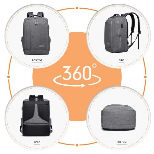 EM2111 - Kono Multi - Compartment Backpack with USB Port - Grey - Easy Luggage