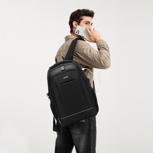EM2130 - Kono Functional Travel Backpack With USB Charging Port - Grey - Easy Luggage