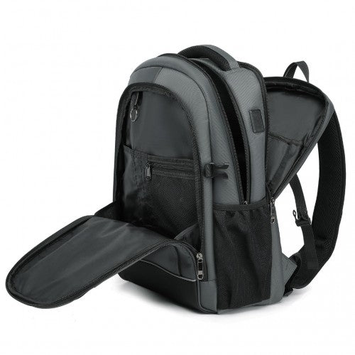 EM2130 - Kono Functional Travel Backpack With USB Charging Port - Grey - Easy Luggage