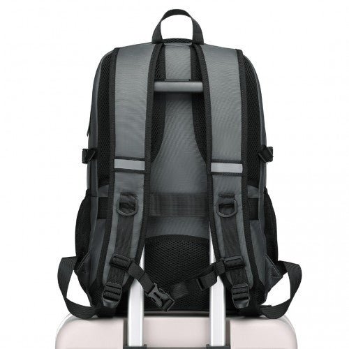 EM2130 - Kono Functional Travel Backpack With USB Charging Port - Grey - Easy Luggage