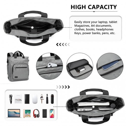EM2137 - Kono Durable Waterproof Multi Men’s Backpack Shoulder Bag - Grey - Easy Luggage