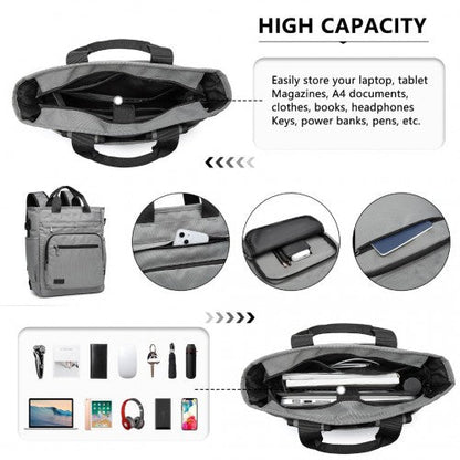 EM2137 - Kono Durable Waterproof Multi Men’s Backpack Shoulder Bag - Grey - Easy Luggage