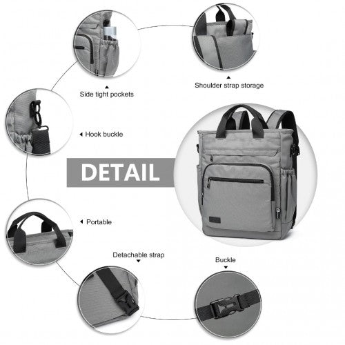 EM2137 - Kono Durable Waterproof Multi Men’s Backpack Shoulder Bag - Grey - Easy Luggage