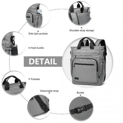 EM2137 - Kono Durable Waterproof Multi Men’s Backpack Shoulder Bag - Grey - Easy Luggage