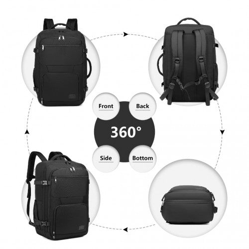 EM2207 - Kono Multifunctional Portable Travel Backpack Cabin Luggage Bag - Black - Easy Luggage