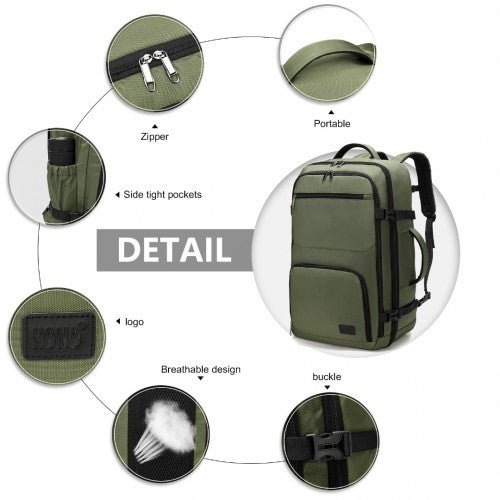 EM2207 - Kono Multifunctional Portable Travel Backpack Cabin Luggage Bag - Green - Easy Luggage