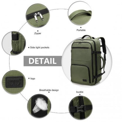 EM2207 - Kono Multifunctional Portable Travel Backpack Cabin Luggage Bag - Green - Easy Luggage
