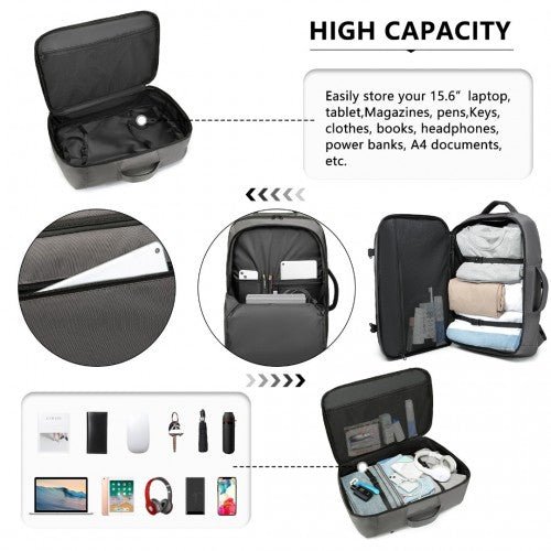 EM2207 - Kono Multifunctional Portable Travel Backpack Cabin Luggage Bag - Grey - Easy Luggage