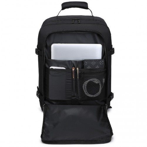 EM2231M - Kono Lightweight Cabin Bag Travel Business Backpack - Black - Easy Luggage
