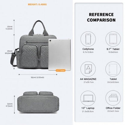 EQ2248 - Kono Durable And Functional Changing Tote Bag - Grey - Easy Luggage