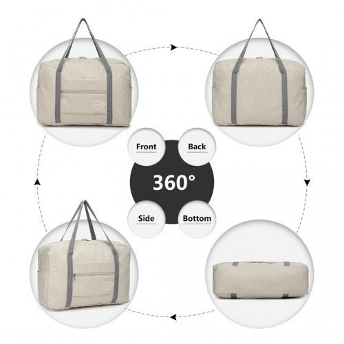 EQ2256 - Kono Foldable Waterproof Storage Travel Handbag - Beige - Easy Luggage