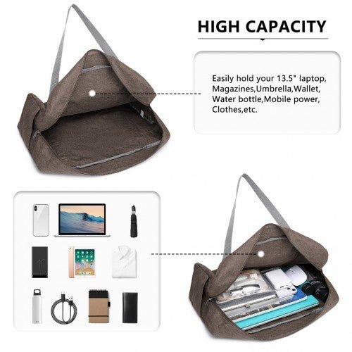 EQ2256 - Kono Foldable Waterproof Storage Travel Handbag - Brown - Easy Luggage