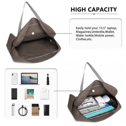EQ2256 - Kono Foldable Waterproof Storage Travel Handbag - Brown - Easy Luggage
