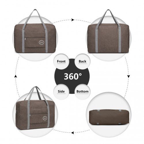 EQ2256 - Kono Foldable Waterproof Storage Travel Handbag - Brown - Easy Luggage