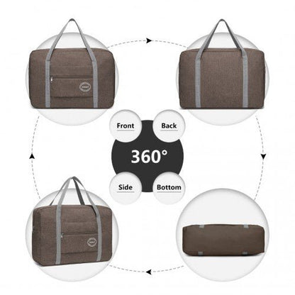 EQ2256 - Kono Foldable Waterproof Storage Travel Handbag - Brown - Easy Luggage