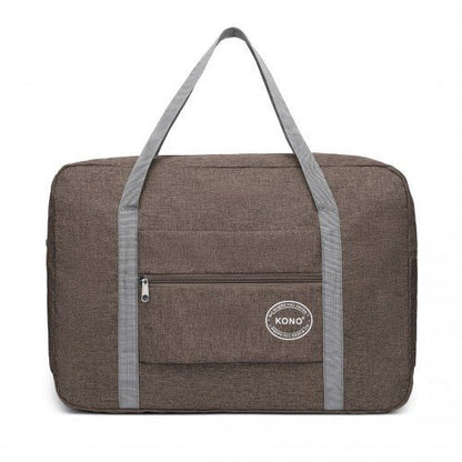 EQ2256 - Kono Foldable Waterproof Storage Travel Handbag - Brown - Easy Luggage