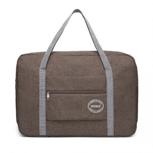 EQ2256 - Kono Foldable Waterproof Storage Travel Handbag - Brown - Easy Luggage