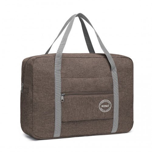 EQ2256 - Kono Foldable Waterproof Storage Travel Handbag - Brown - Easy Luggage