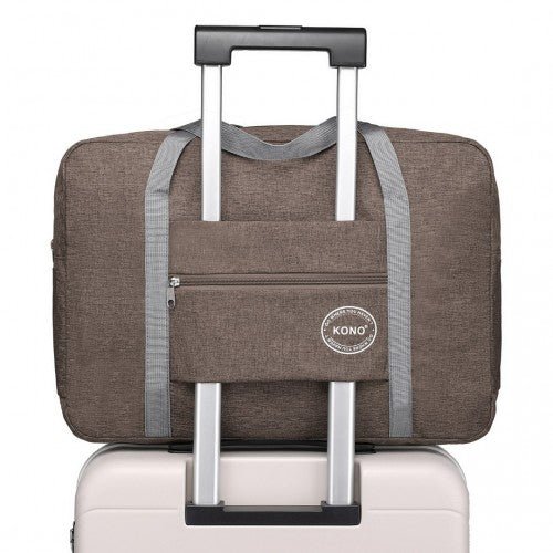 EQ2256 - Kono Foldable Waterproof Storage Travel Handbag - Brown - Easy Luggage