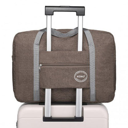 EQ2256 - Kono Foldable Waterproof Storage Travel Handbag - Brown - Easy Luggage
