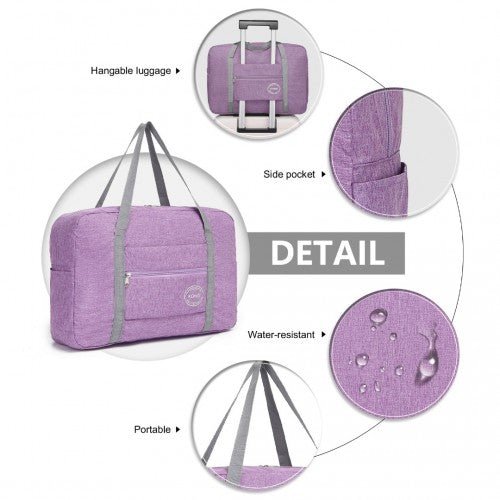 EQ2256 - Kono Foldable Waterproof Storage Travel Handbag - Purple - Easy Luggage