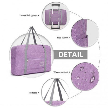 EQ2256 - Kono Foldable Waterproof Storage Travel Handbag - Purple - Easy Luggage