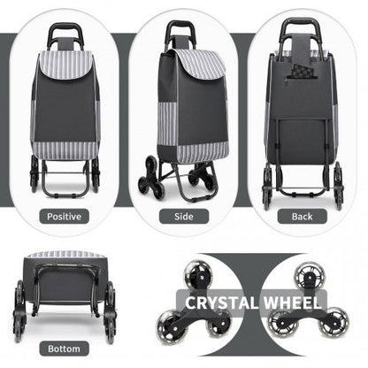 EQ2259 - Kono 6 Wheel Push Shopping Trolley - Grey - Easy Luggage