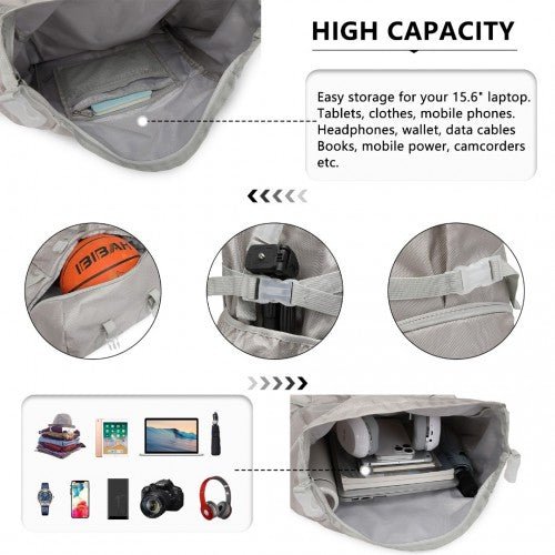 EQ2302 - Kono Large Capacity Basketball Sports Fitness Backpack - Grey - Easy Luggage
