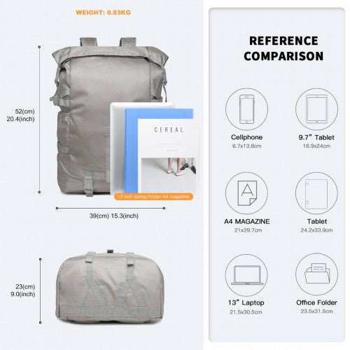EQ2302 - Kono Large Capacity Basketball Sports Fitness Backpack - Grey - Easy Luggage
