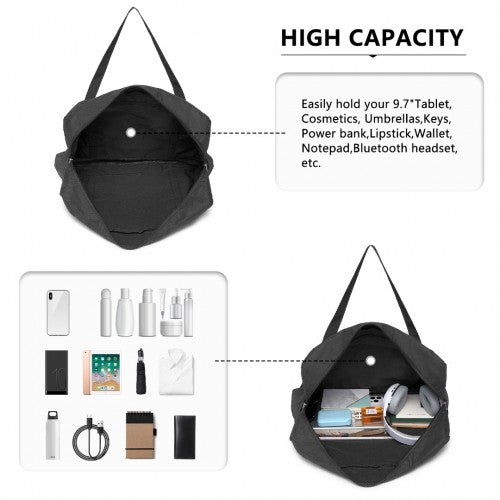 EQ2308 - Kono Foldable Waterproof Storage Cabin Travel Handbag - Black - Easy Luggage
