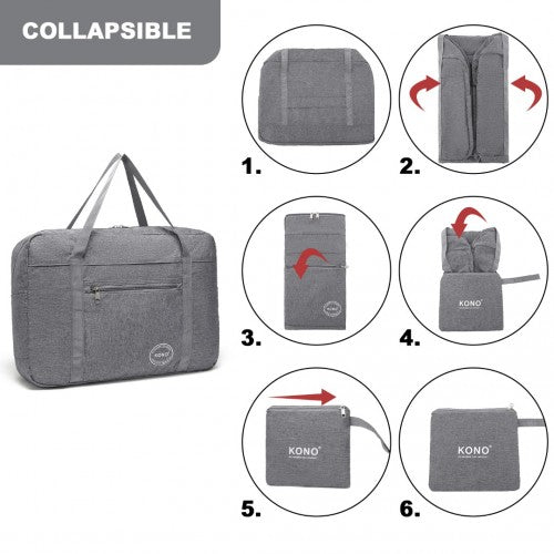 EQ2308 - Kono Foldable Waterproof Storage Cabin Travel Handbag - Grey - Easy Luggage