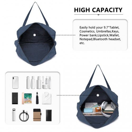 EQ2308 - Kono Foldable Waterproof Storage Cabin Travel Handbag - Navy - Easy Luggage