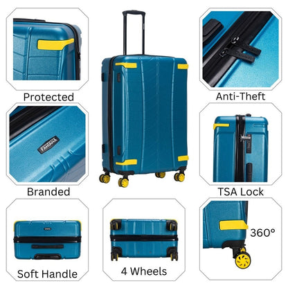 Fantana polypropylene 4 wheels hard shell cabin, ultra light - anti - theft zipper more sizes available - burgundy - Easy Luggage