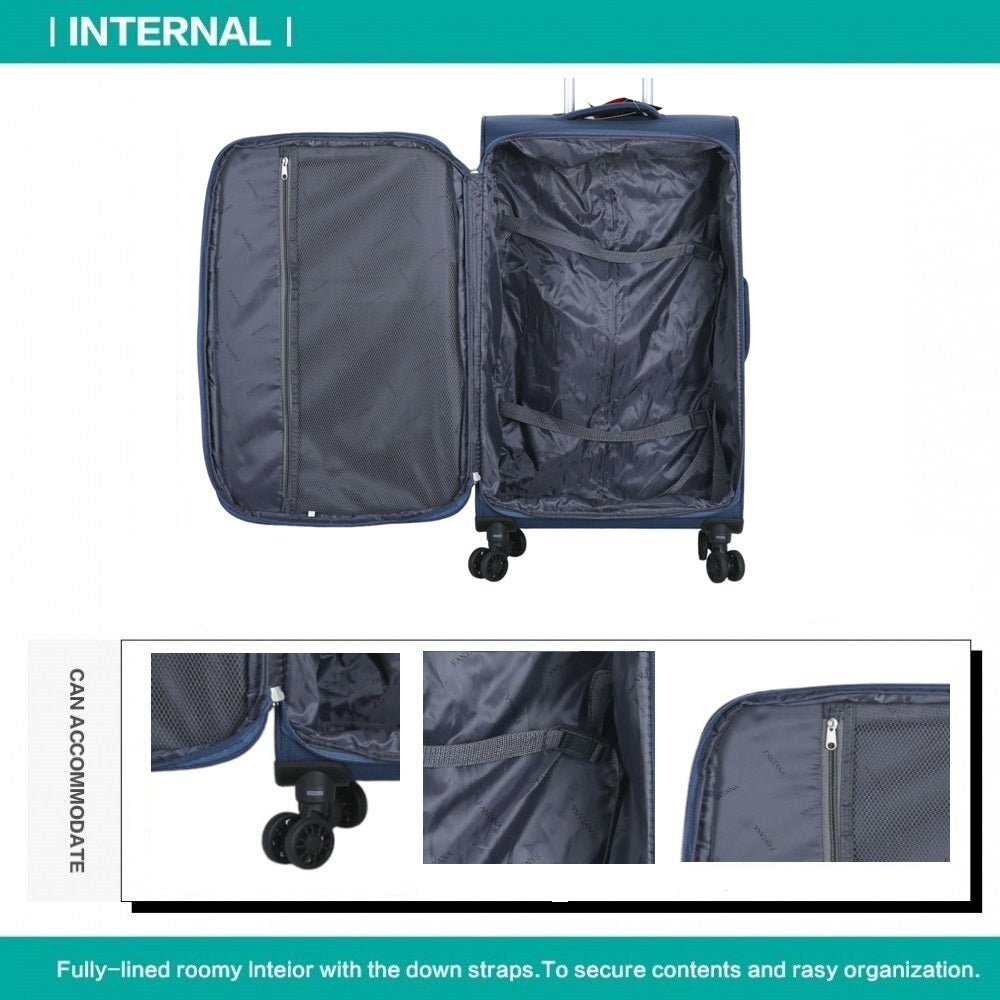 Fantana Super Light Soft Shell 4 - Wheels Expandable Luggage with Multiple Pockets Navy - Easy Luggage