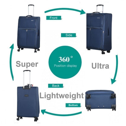 Fantana Super Light Soft Shell 4 - Wheels Expandable Luggage with Multiple Pockets Navy - Easy Luggage