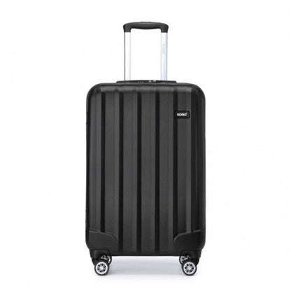 K1773 - 1L - Kono 19 Inch Cabin Size ABS Hard Shell Luggage with Vertical Stripes - Ideal for Carry - On - Black - Easy Luggage