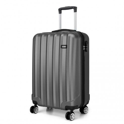 K1773L - Kono Vertical Stripe Hard Shell Suitcase 19 Inch Luggage - Grey - Easy Luggage
