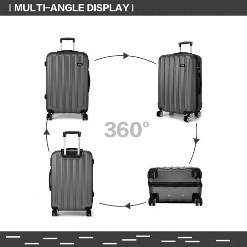 K1773L - Kono Vertical Stripe Hard Shell Suitcase 24 Inch Luggage - Grey - Easy Luggage