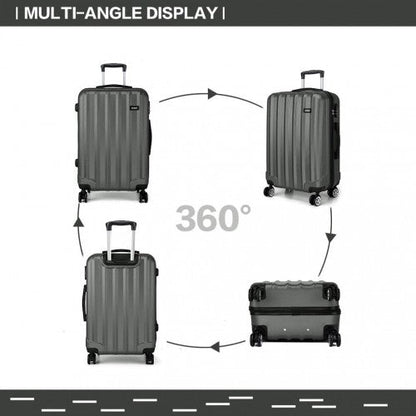 K1773L - Kono Vertical Stripe Hard Shell Suitcase 24 Inch Luggage - Grey - Easy Luggage