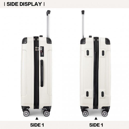 K1777 - 1L - Kono 19/24/28 Inch 3 Piece Set ABS Lightweight Compact Hard Shell Travel Luggage - Beige - Easy Luggage