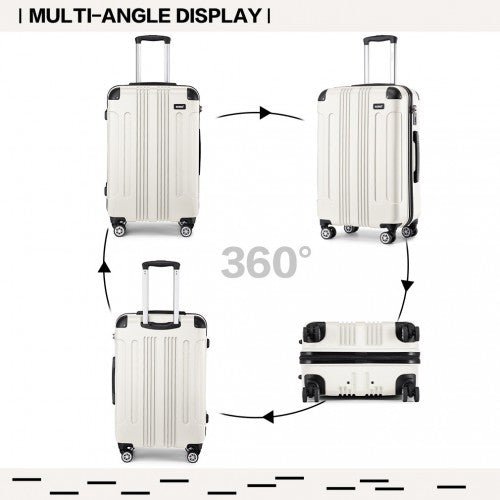 K1777 - 1L - Kono 28 Inch ABS Lightweight Compact Hard Shell Travel Luggage For Extended Journeys - Beige - Easy Luggage