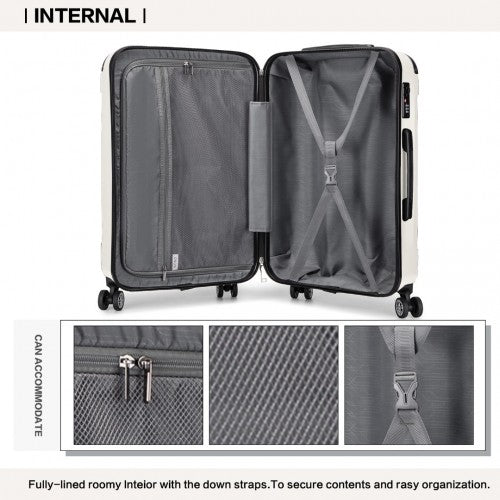 K1777 - 1L - Kono 28 Inch ABS Lightweight Compact Hard Shell Travel Luggage For Extended Journeys - Beige - Easy Luggage