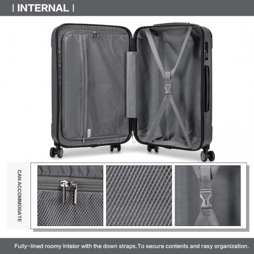 K1777 - 1L - Kono 28 Inch ABS Lightweight Compact Hard Shell Travel Luggage For Extended Journeys - Grey - Easy Luggage